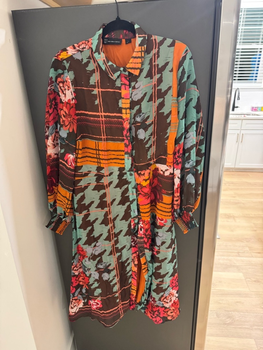 NY&C Newyork and Conpany Black Dress with Orange Floral Print